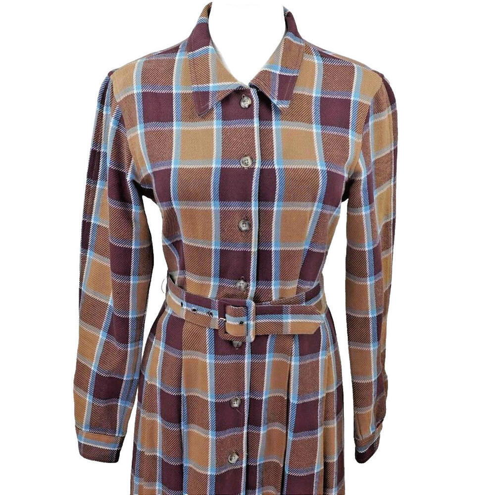 Vintage Armani Plaid Belted Maxi Dress - Picture 5 of 8